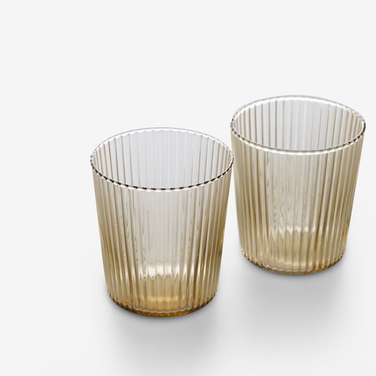 Ribbed Glass Tumblers (set of 2) - Peaches