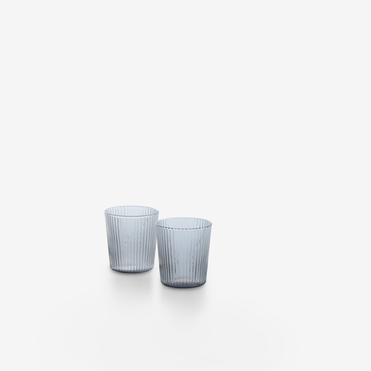 Ribbed Glass Tumblers (set of 2) - Indigo