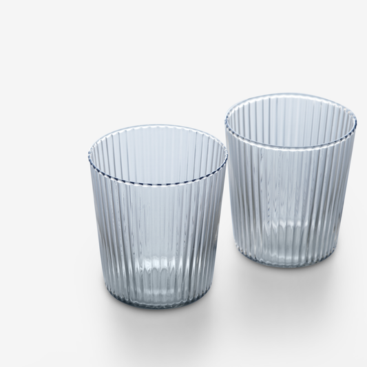 Ribbed Glass Tumblers (set of 2) - Indigo