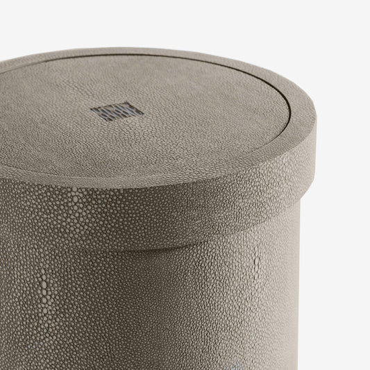 NEW Shagreen & Metal Detail Waste Bin - Dune