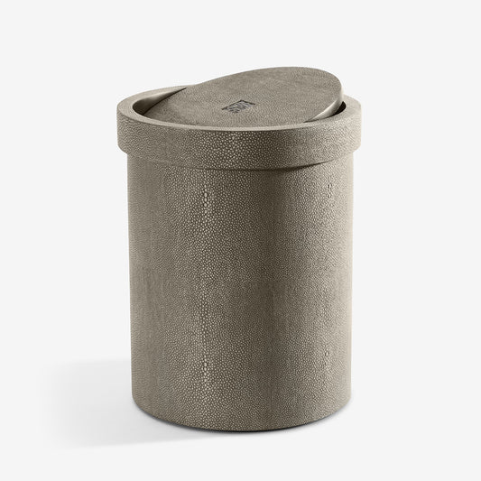 NEW Shagreen & Metal Detail Waste Bin - Dune