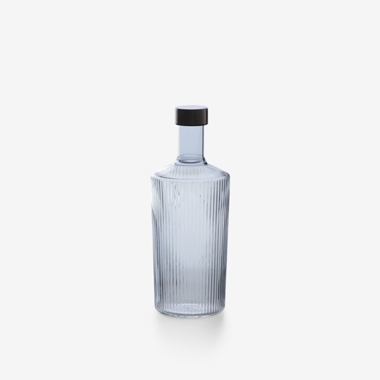 Ribbed Glass Bottle - Indigo